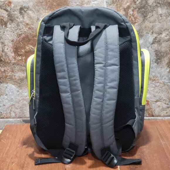 BB Gear Diaper Backpack Bag Gray Lime Green Zipper Accents - Picture 2 of 16